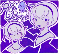 1girl annoyed beta_kids black_lips headband homestuck looking_to_the_side non-web_source pink_light purple_background rose_lalonde short_hair source_request spiral