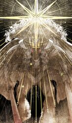 1other ambiguous_gender commentary_request crown dual_wielding fate/grand_order fate_(series) game_cg holding holding_weapon legs_apart long_hair official_art other_focus red_eyes sakamoto_mineji solo standing third-party_source weapon white_theme