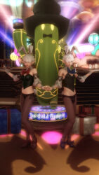 1boy 1girl 3d absurdres alisaie_leveilleur alphinaud_leveilleur artist_request bow bowtie brother_and_sister bulge crossdressing drink highres jewelry leotard lipstick makeup playboy_bunny rabbit_ears rabbit_tail siblings tight_clothes twins