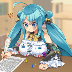!? 1girl :o ^^^ ahoge bare_shoulders bedroom black_bow black_collar black_sleeves blue_eyes blue_hair blue_pikmin blue_skin bow bow_button bowtie breasts bud center_frills clenched_hand collar colored_skin commission crossover desk detached_sleeves dress eyelashes fingernails flower flower_knight_girl flying flying_sweatdrops fraction frilled_sleeves frills hair_bobbles hair_ornament hair_ribbon holding holding_quill indoors insect_wings isogiku_(flower_knight_girl) jewelry large_breasts light_blush long_hair long_sleeves mole mole_under_eye motion_lines nintendo open_mouth pikmin_(creature) pikmin_(series) pink_flower pink_skin pointy_ears purple_flower purple_pikmin purple_skin quill red_pikmin red_skin ribbon ring sidelocks single_stripe sitting skeb_commission sleeve_bow solid_circle_eyes soumendaze striped_bow striped_bowtie striped_clothes sweatdrop twintails upper_body v-shaped_eyebrows walking white_dress white_flower wide_sleeves winged_pikmin wings writing yellow_bow yellow_bowtie yellow_pikmin yellow_skin