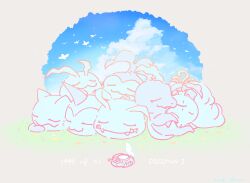 Rule 34 | antennae, cat, digimon, digimon (creature), digivice, koromon, leaf, mochimon, nyaromon, pixiv user (7931612), pukamon, pyocomon, sleeping, tail, tanemon, tokomon, tunomon