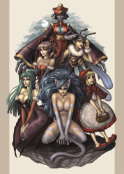 6+girls ahoge animal_ears animal_hands animal_print antennae arthropod_girl bad_deviantart_id bad_id bare_shoulders basket bat_(animal) bat_print bat_wings bee_girl big_hair blonde_hair blue_eyes blue_hair blue_skin blush_stickers bow breasts breasts_squeezed_together b.b._hood capcom cat_ears cat_tail chinese_clothes claws cleavage cleavage_cutout clothing_cutout colored_skin demon_girl demon_wings elbow_gloves felicia_(darkstalkers) gloves hairband hat head_wings hood huge_ahoge insect_girl jiangshi kasia_nie kneeling large_breasts hsien-ko leotard lilith_(darkstalkers) long_hair low_wings monster_girl morrigan_aensland multiple_girls navel ofuda pantyhose print_legwear purple_eyes purple_hair q-bee qingdai_guanmao short_hair smile tail v_arms darkstalkers wings
