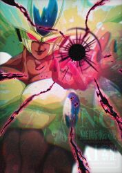 1boy colored_skin cooler_(dragon_ball) dragon_ball dragonball_z electricity energy_ball highres male_focus purple_skin smirk solo stktik09060906 upper_body watermark