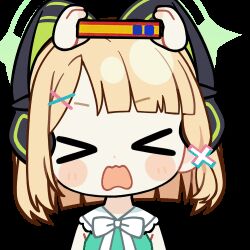 &gt;_&lt; 1girl animal_ear_headphones animal_ears animated animated_gif blonde_hair blue_archive blunt_bangs blunt_ends blush_stickers board_game bow bowtie box cat_ear_headphones cat_ears chunye_haruya disembodied_hand dress facing_viewer fake_animal_ears green_dress green_halo hair_ornament hairclip halo headphones low-tied_sidelocks lowres midori_(blue_archive) missing_commentary open_mouth parted_bangs second-party_source short_hair sidelocks simple_background sleeveless sleeveless_dress solo the_game_of_life_(board_game) throwing transparent_background upper_body wavy_mouth white_bow white_bowtie x_hair_ornament