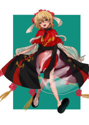 1girl blonde_hair chinese_clothes full_body green_eyes highres idolmaster idolmaster_cinderella_girls looking_at_viewer open_mouth sakurai_momoka solo toya_0321