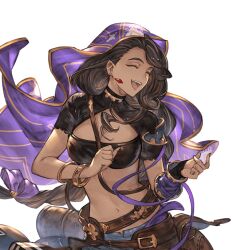 1girl dark-skinned_female dark_skin granblue_fantasy minaba_hideo official_art pants smile tabina_(granblue_fantasy) tagme