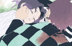 1boy 1girl alternate_universe animal_print blood blood_on_clothes blood_on_face blue_butterfly blush bow bug butterfly butterfly_print couple earrings gradient_hair hetero holding_hands insect interlocked_fingers jewelry kamado_tanjirou kimetsu_gakuen kimetsu_no_yaiba kishimen_hair kochou_shinobu long_sleeves looking_at_another multicolored_hair necktie nosebleed open_mouth pov scar scar_on_face scar_on_forehead school_uniform shirt short_hair skirt updo user_fhwv8447 white_shirt yellow_necktie