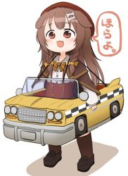 1girl animal_ears bone_hair_ornament braid brown_hair crazy_taxi dog_ears dog_girl hair_ornament hololive inugami_korone inugami_korone_(street) long_hair open_mouth sega smile tail taxi tonton_(tonz159) twin_braids virtual_youtuber