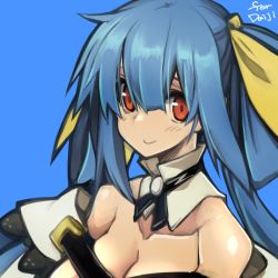 10mo arc_system_works bare_shoulders belt blue_hair breasts choker cleavage dizzy_(guilty_gear) guilty_gear guilty_gear_xrd hair_between_eyes hair_ribbon long_hair red_eyes ribbon smile twintails yellow_ribbon