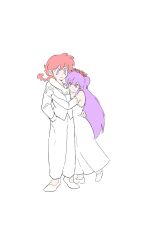 Rule 34 | 2girls, braid, chinese clothes, double bun, hair bun, hair ornament, highres, long hair, multiple girls, purple hair, ranma 1/2, red hair, saotome ranma, shampoo (ranma 1/2), sidelocks