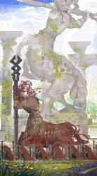 Rule 34 | 6+others, absurdres, armor, centaur, fate/grand order, fate (series), fulgor (elden ring), helmet, highres, hooves, kneeling, multiple others, nslacka, polearm, spear, statue, tagme, taur, weapon