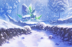 bare_tree crystal day fantasy forest gem landscape nature no_humans original outdoors rock scenery snow tree winter yamakou_(yamakou_e2)