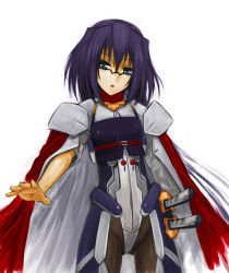 1girl black_legwear bodysuit cape female_focus glasses hakuro kyoukaisenjou_no_horizon ookubo_tadachika/nagayasu solo white_background