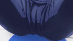1girl animated anime_screenshot blue_eyes blue_hair breasts cameltoe collarbone denim glasses highres jeans long_hair medium_breasts pants shirt shiunji-ke_no_kodomotachi shiunji_seiha sound tagme twister video white_shirt