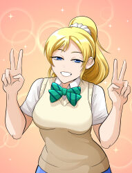 ayase_eli double_v love_live! love_live!_school_idol_project omig_spot omitv smile tagme v