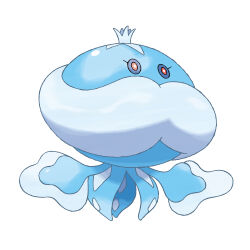 animal_focus artist_request blue_sclera bright_pupils colored_sclera eyelashes full_body gen_5_pokemon jellicent jellicent_(male) jellyfish nintendo no_humans official_art pokemon pokemon_(creature) pokemon_bw pokemon_focus red_eyes simple_background solo third-party_source white_background white_pupils
