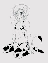 1girl cow_horns glasses horns sweat sweatdrop tagme ushitaberu