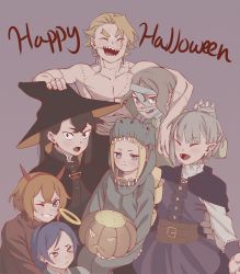angel beatrice_(re:zero) black_hair blonde_hair blue_eyes blue_hair brown_eyes cape closed_mouth crossdressing devil dinosaur emilia_(re:zero) fang garfiel_tinsel green_eyes grey_hair halloween halo hat highres jack-o&#039;-lantern long_hair meili_portroute multiple_boys multiple_girls mummy natsuki_subaru natsumi_schwarz orange_hair petra_leyte pumpkin re:zero_kara_hajimeru_isekai_seikatsu sanpaku sharp_teeth teeth trap vampire very_long_hair witch_hat zombie