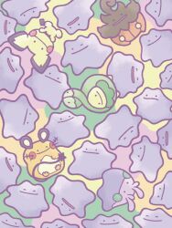 Rule 34 | :|, ;), artist request, blob, budew, closed eyes, closed mouth, commentary, dedenne, ditto, english commentary, gen 1 pokemon, gen 2 pokemon, gen 4 pokemon, gen 6 pokemon, goomy, highres, nintendo, no humans, official art, one eye closed, open mouth, pichu, pokemon, pokemon (creature), pokemon focus, pokemon home, pumpkaboo, smile, third-party source, transformed ditto
