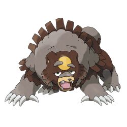 Rule 34 | animal focus, artist request, bear, claws, full body, green eyes, nintendo, no humans, official art, open mouth, pokemon, pokemon (creature), pokemon focus, pokemon legends: arceus, sharp teeth, solo, teeth, third-party source, transparent background, ursaluna