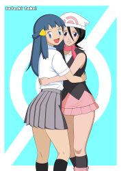 Rule 34 | 2girls, absurdres, ass, black hair, bleach, cosplay, dawn (pokemon), dawn (pokemon) (cosplay), hair ornament, highres, kuchiki rukia, kuchiki rukia (cosplay), long hair, miniskirt, multiple girls, nintendo, pervert, pokemon, pokemon (anime), pokemon dppt (anime), short hair, skirt, smile