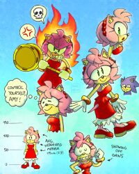 :o aged_up amy_rose angry blue_fur blue_hair blush bracelet dorefatum dress earrings gloves green_eyes grin hairband hammer husband_and_wife jewelry mature_female medium_hair pink_fur pink_hair red_dress sega shoes smile sonic_(series) sonic_the_hedgehog spiked_hair tail teeth toy_hammer