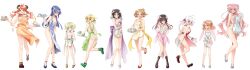 Rule 34 | 6+girls, :d, akatsuki kirika, amou kanade, apron, bare legs, black footwear, black hair, blonde hair, blue apron, blue footwear, blue hair, braid, braided ponytail, breasts, brown hair, bun cover, carol malus dienheim, cleavage, closed mouth, collarbone, covering ass, covering privates, cross-laced footwear, double bun, floating hair, flower, green apron, green footwear, grey footwear, hair bun, hair flower, hair ornament, hair ribbon, highres, holding, holding plate, kazanari tsubasa, kohinata miku, lanlanlap, leaning forward, long hair, maria cadenzavna eve, medium breasts, multiple girls, naked apron, open mouth, orange apron, pink apron, pink hair, pink ribbon, plate, purple apron, red apron, red flower, red footwear, red hair, ribbon, senki zesshou symphogear, serena cadenzavna eve, single braid, small breasts, smile, standing, standing on one leg, sweatdrop, tachibana hibiki (symphogear), tsukuyomi shirabe, twintails, very long hair, white apron, white footwear, white hair, yukine chris