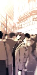 Rule 34 | crowded, highres, lovesick 0, musician, outdoors, red hair, road, snk, standing, street, the king of fighters, yagami iori