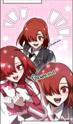 1girl academy_sashimi_sword_master bad_tag highres red_eyes red_hair sicilia_chloe smile