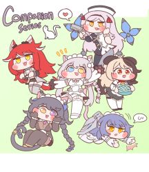 6+girls :3 :p animal_ears bell black_hair black_lilith blonde_hair blue_eyes blue_hair blush_stickers braid breasts brown_eyes brown_hair bulga cat_ears cat_girl cat_tail chibi collar dog_ears dog_girl dog_tail dress english_text fang fenrir_(last_origin) full_body green_background gun hachiko_of_castling handgun hat heart heterochromia highres huge_breasts last_origin long_hair looking_at_viewer maid_headdress multicolored_hair multiple_braids multiple_girls neck_bell perrault_(last_origin) pistol poi_(last_origin) purple_eyes red_hair silver_hair simple_background snow_feather_(last_origin) spoken_heart spoken_sweatdrop sweatdrop tail tongue tongue_out two-tone_hair very_long_hair weapon wings wolf_ears wolf_girl wolf_tail yellow_eyes