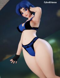 1girl 3d bishoujo_senshi_sailor_moon blue_hair cybrokrimson gloves highres mizuno_ami sailor_mercury short_hair sports_bra sportswear standing