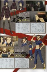 2girls 428 428:_fuusa_sareta_shibuya_de canaan_(series) chinese_clothes chunsoft female_focus highres legs liang_qi multiple_girls partially_colored scan sketch thighhighs yunyun_(canaan) zettai_ryouiki