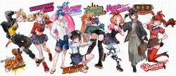 3boys 5girls akechi_gorou bibi_booom black_jacket black_pants black_shorts blonde_hair blue_hair breasts brown_hair character_name cleavage highres jacket long_hair midriff multiple_boys multiple_girls navel niijima_makoto okumura_haru orange_hair pants persona persona_5 persona_5_the_royal police police_uniform policewoman ponytail red_hair red_shirt sakamoto_ryuuji sakura_futaba shirt short_hair shorts takamaki_anne white_jacket yoshizawa_sumire