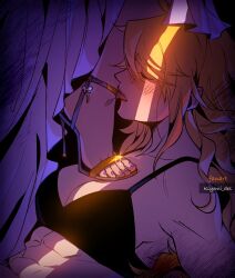 2girls abs absurdres artist_name black_bra blake_belladonna blonde_hair blush bra breasts closed_eyes commentary crack_of_light dress english_commentary feet foot_focus foot_on_another&#039;s_chest foot_on_breast foot_worship from_side glint high-low_skirt high_heels highres kiyomi_des licking licking_foot long_dress long_hair medium_breasts multiple_girls muscular muscular_female nail_polish photo-referenced purple_dress purple_footwear purple_nails rwby sandals stepped_on sweat toenail_polish toenails toes tongue tongue_out twitter_username u_u underwear yang_xiao_long yuri