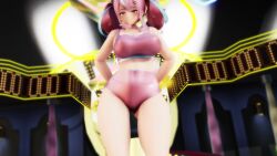 1girl 3d animated artist_request ass ass_focus ass_shake azur_lane blue_hair bouncing_breasts breasts bremerton_(azur_lane) cleavage covering_breasts covering_privates curvy dancing female_focus hair_ornament highres jiggle large_breasts long_hair looking_at_viewer looking_back multicolored_hair navel navel_piercing nipples piercing pink_hair revealing_clothes shiny_skin short_shorts shorts solo sound spanked spanking sports_bikini sportswear tagme thong twerking undressing video wide_hips