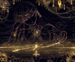 1girl asymmetrical_bangs bare_shoulders breasts clock genshin_impact glowing glowing_eyes highres istaroth_(genshin_impact) long_hair shimmeringiris star_(symbol) tagme very_long_hair