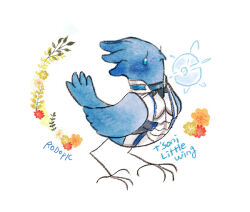 agatemano bird blue_bird flower liara_t&#039;soni mass_effect_(series) tumblr white_background
