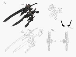 Rule 34 | combat knife, grey background, heavily armed high school girls, knife, lineart, neco, no humans, reference sheet, simple background, weapon, weapon focus