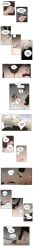 2girls bed black_sweater blonde_hair blush brown_hair comic couch couple d.va_(overwatch) dildo english_text facial_mark female_focus girl_on_top leg_lock long_hair mercy_(overwatch) multiple_girls overwatch overwatch_1 ponytail sex_toy strap-on sweat sweater team_gaji turtleneck turtleneck_sweater yuri