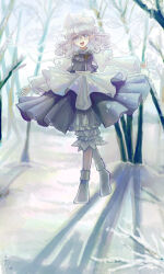 Rule 34 | 1girl, blue skirt, blue vest, full body, highres, katari, letty whiterock, long hair, looking at viewer, open mouth, outstretched arms, skirt, solo, spread arms, straight-on, touhou, vest