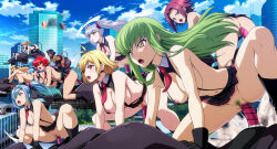 6+girls aircraft blonde_hair blue_eyes blue_hair blue_sky breasts building c.c. cagalli_yula_athha censored change_in_common_sense character_request cloud code_geass commentary_request crossover daiaru dark-skinned_female dark_skin day female_ejaculation female_pubic_hair glider green_hair grey_hair kouzuki_kallen large_breasts medium_breasts microskirt mind_control mosaic_censoring multiple_girls necktie nipples object_insertion outdoors pubic_hair purple_hair pussy pussy_juice red_eyes red_hair red_necktie riding skirt sky super_robot_wars suspender_skirt suspenders twintails v-shaped_eyebrows vaginal vaginal_object_insertion yellow_eyes