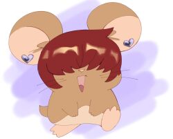 1girl 1shermieaday earrings female_focus hamster heart jewelry long_hair red_hair shermie_(kof) smile smiley_face the_king_of_fighters
