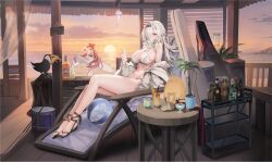 2girls 3girls absurdres alcohol amplifier animal artist_request azur_lane ball bare_shoulders beach beach_chair beachball bikini bird black_sandals bottle braid breasts chair chick cleavage cloud cocktail cocktail_glass colorado_(azur_lane) colorado_(sunset_cavatina)_(azur_lane) copyright_name cup drink drinking_glass drinking_straw drum evening feet food fruit glass glass_bottle guitar_case hair_ornament hair_over_one_eye hairband highres holding ice ice_cube instrument instrument_case jacket large_breasts legs logo long_hair long_sleeves looking_at_viewer lounge_chair manjuu_(azur_lane) maryland_(azur_lane) maryland_(red-hot_drummer)_(azur_lane) multiple_girls navel non-web_source ocean off_shoulder official_alternate_costume official_art one_eye_covered open_clothes open_jacket orange_sky phone plant ponytail potted_plant promotional_art red_eyes red_hair sandals sideboob sitting sky smile solo_focus speaker stomach sun sunglasses sunset surfboard swimsuit swimsuit_under_clothes table thighs toes toucan unworn_eyewear very_long_hair water west_virginia_(azur_lane) whiskey white_bikini white_hair white_jacket wooden_floor