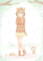 1girl animal_hood blonde_hair blue_eyes braid female_focus hood long_hair oku_no_shi original solo