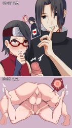 1boy 1girl absurdres age_difference blush boruto:_naruto_next_generations cum cum_in_pussy ejaculation fertilization forehead_protector glasses hand_on_penis handjob haruno_sakura heart hetero highres huge_penis imminent_penetration impregnation incest loli long_hair looking_at_another naruto_(classic) naruto_(series) naruto_shippuuden nude ovum penis pussy pussy_juice secret sex short_hair stealth stealth_handjob stealth_sex testicles thick_thighs thighs time trembling uchiha_itachi uchiha_sarada uchiha_sasuke uncle_and_niece vaginal
