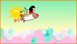 1girl animated animated_gif ass dildo flying machine minuspal nintendo penis rhythm_tengoku rocket sex_machine sex_toy uncensored