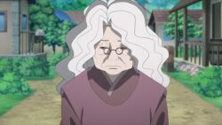 1girl asaki female_focus long_hair naruto_(series) naruto_shippuuden nature_background red_eyes white_hair
