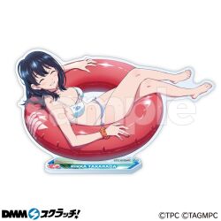 Rule 34 | 1girl, bikini, crossed legs, gridman universe, innertube, official art, sample watermark, second-party source, smile, solo, ssss.gridman, swim ring, swimsuit, takarada rikka, watermark