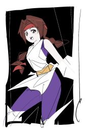 1girl braid braided_ponytail brown_hair choufangxian1 dougi female_focus headband highres karate_gi long_hair pale_skin pants ponytail skirt the_king_of_fighters thighs wide_hips yoga_pants yuri_sakazaki