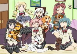5boys 6+girls akemi_homura bedroom chase_(paw_patrol) crossover highres kaname_madoka mahou_shoujo_madoka_magica majka626 marshall_(paw_patrol) miki_sayaka momoe_nagisa multiple_boys multiple_girls paw_patrol rubble_(paw_patrol) sakura_kyoko skye_(paw_patrol) tomoe_mami zuma_(paw_patrol)